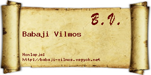 Babaji Vilmos névjegykártya
